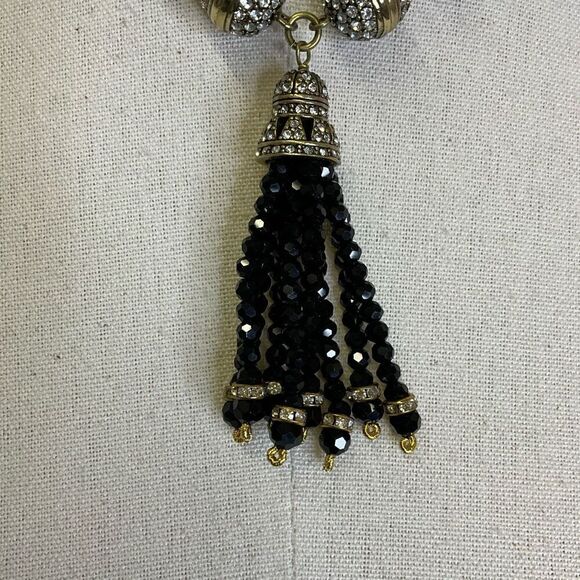 Heidi Daus Endless Possibilities Necklace Black Enamel Crystals Statement - Picture 3 of 5
